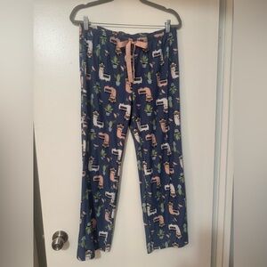 Bobbie Brooks Pajama Bottoms - Blue with Pink and Green Lama Print